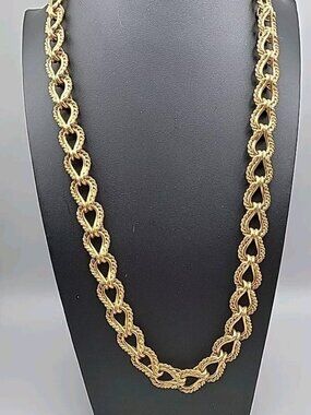 KJL 1980s Twisted Rope Necklace 30" Link Chain Gold Plated VTG Kenneth Jay Lane
